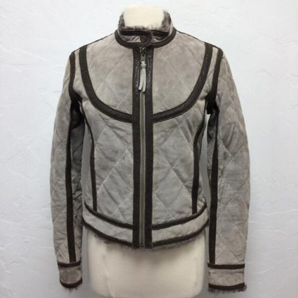June Jackets & Blazers - June Size M Brown Gray Suede And Leather Reversibl